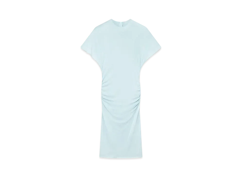 STELLA McCARTNEY Strong Shoulder Short-Sleeve Midi Dress "Light Blue"