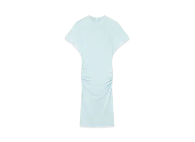 STELLA McCARTNEY Strong Shoulder Short-Sleeve Midi Dress "Light Blue"