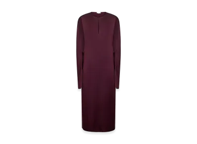 STELLA McCARTNEY Women's Cape-Sleeve Cut-Out Satin Midi Dress "Dark Red"