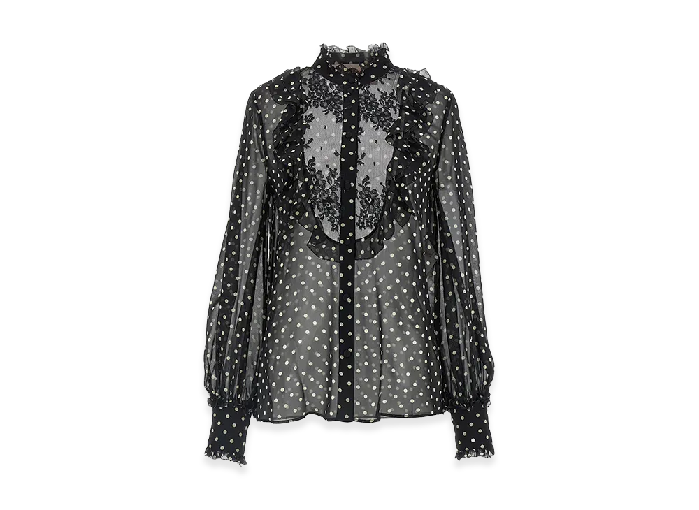 Valentino Women's Silk Long-Sleeved Shirt "Black"