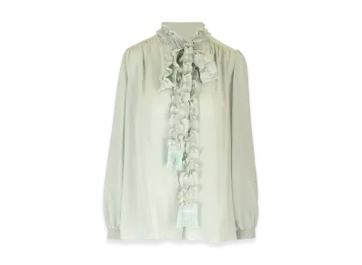 Valentino Women's Crepe De Chine Shirt "Light Blue"