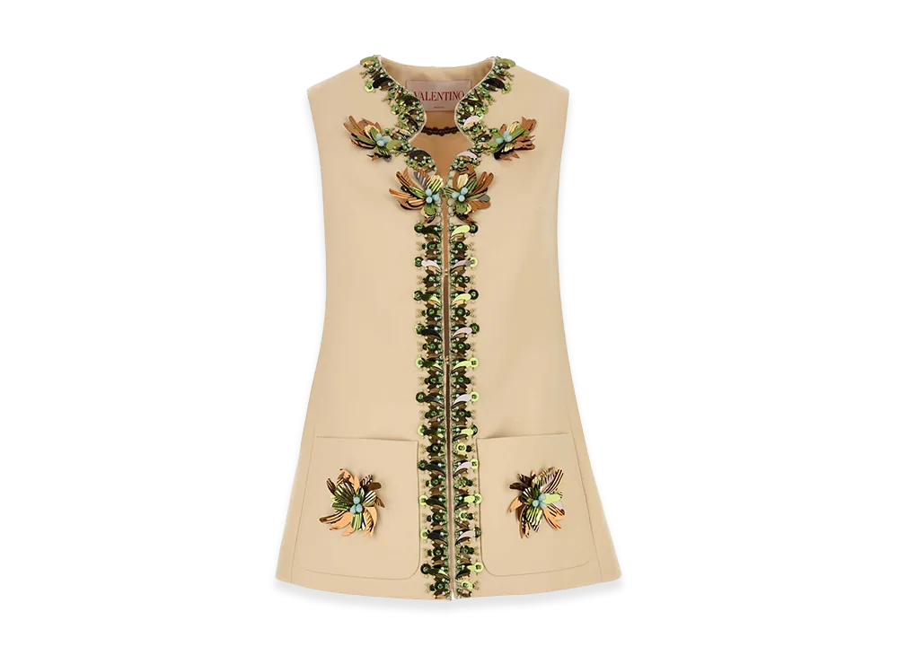 Valentino Women's Wool Blend Vest "Cream/Yellow"