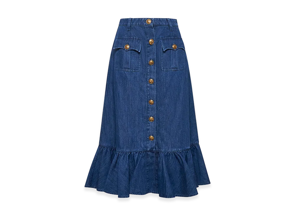Valentino Women's Denim Midi Skirt "Blue"