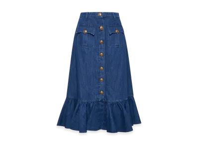 Valentino Women's Denim Midi Skirt "Blue"