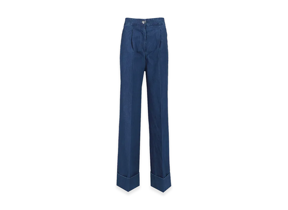 Valentino Women's Wide-Leg Jeans With Pleats "Blue"