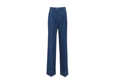 Valentino Women's Wide-Leg Jeans With Pleats "Blue"