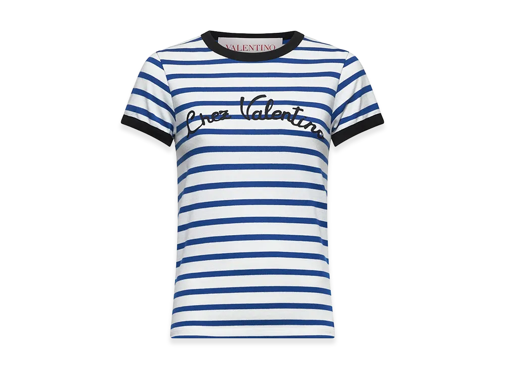 Valentino Women's "Chez " Crew-Neck T-Shirt "Blue"