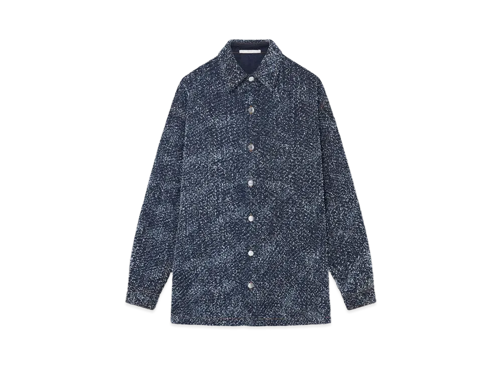 STELLA McCARTNEY Oversized Denim Boucle Shirt "Speckled Blue"