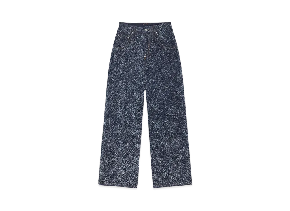 STELLA McCARTNEY High-Rise Denim Boucle Jeans "Speckled Blue"