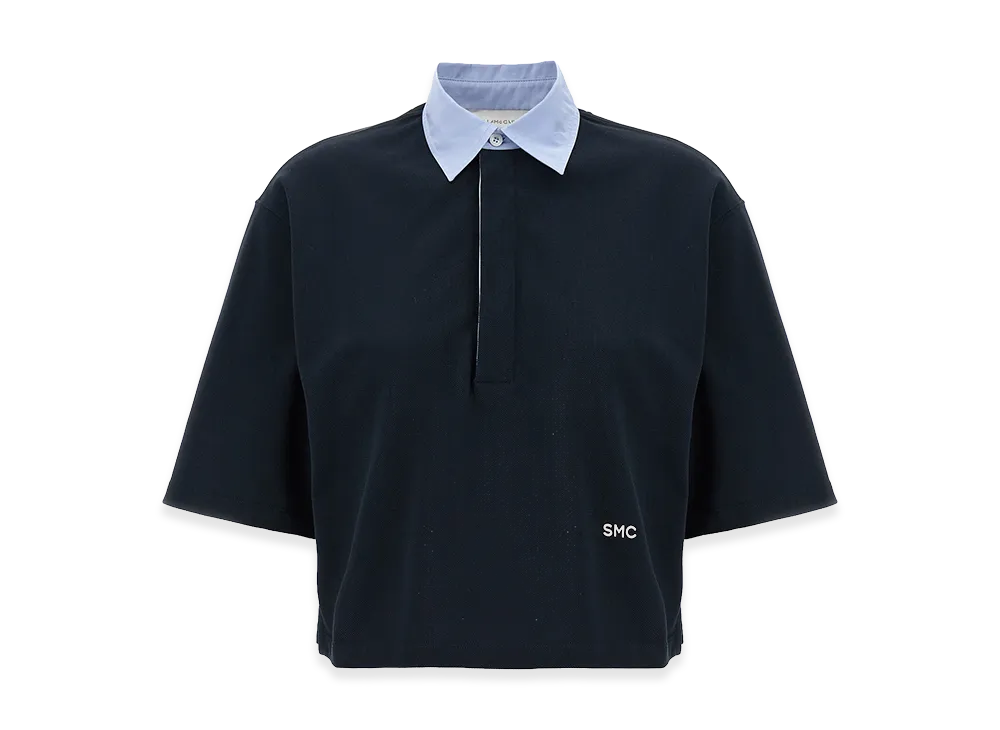 STELLA McCARTNEY Women's Cropped Piquet Polo "Blue"