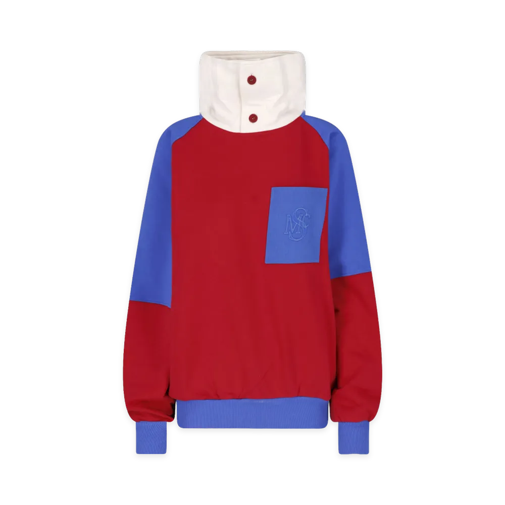 STELLA McCARTNEY Women's SMC Crest Panel High-Neck Sweatshirt "Red/Blue"