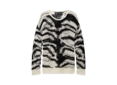 STELLA McCARTNEY Tiger Pattern Open-Knit Sweater "Black/White"
