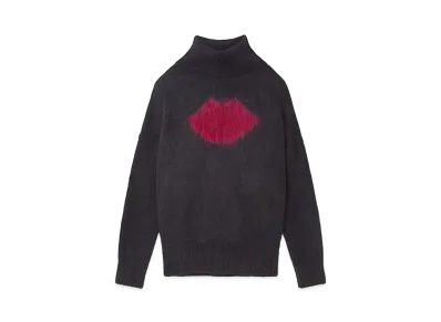 STELLA McCARTNEY Lips Graphic Long-Sleeve Turtleneck Jumper "Charcoal Gray/Red"