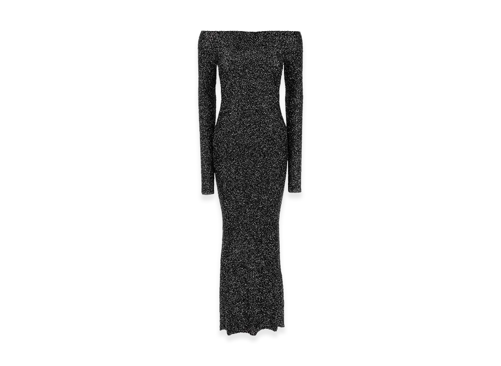 STELLA McCARTNEY Women's Embellished Knit Off-The-Shoulder Long Dress "Black"