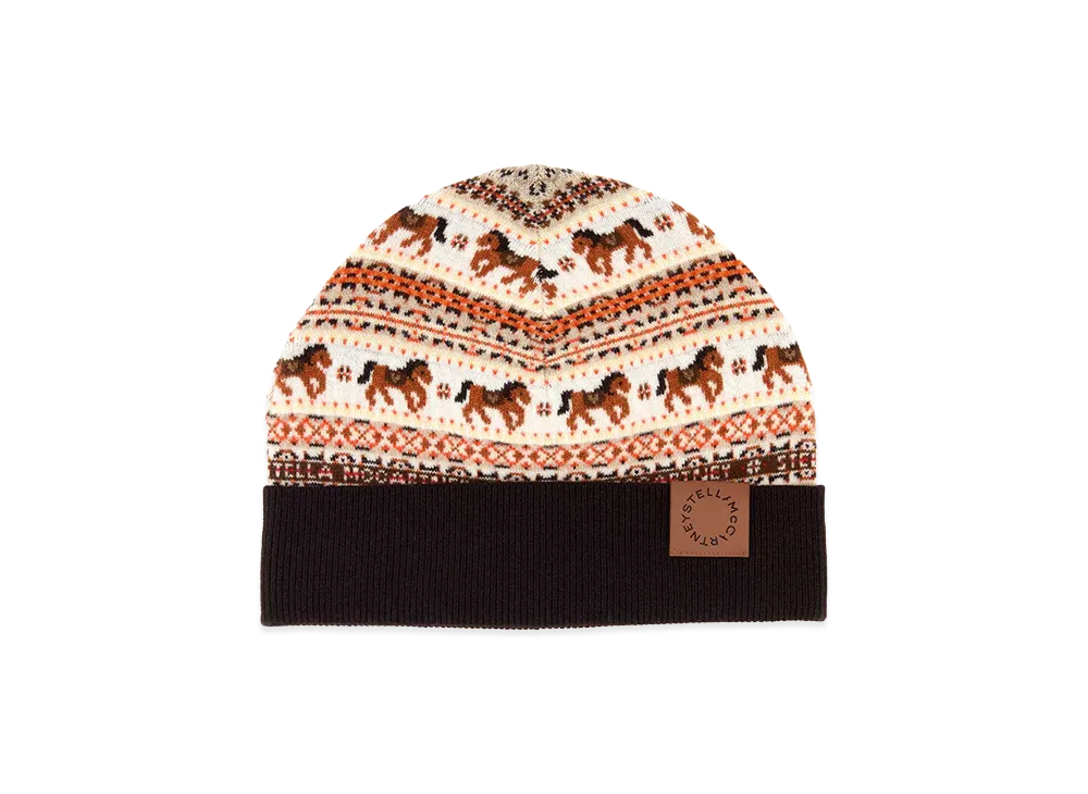 STELLA McCARTNEY Women's Embroidered Wool Beanie Hat "Multicolor"