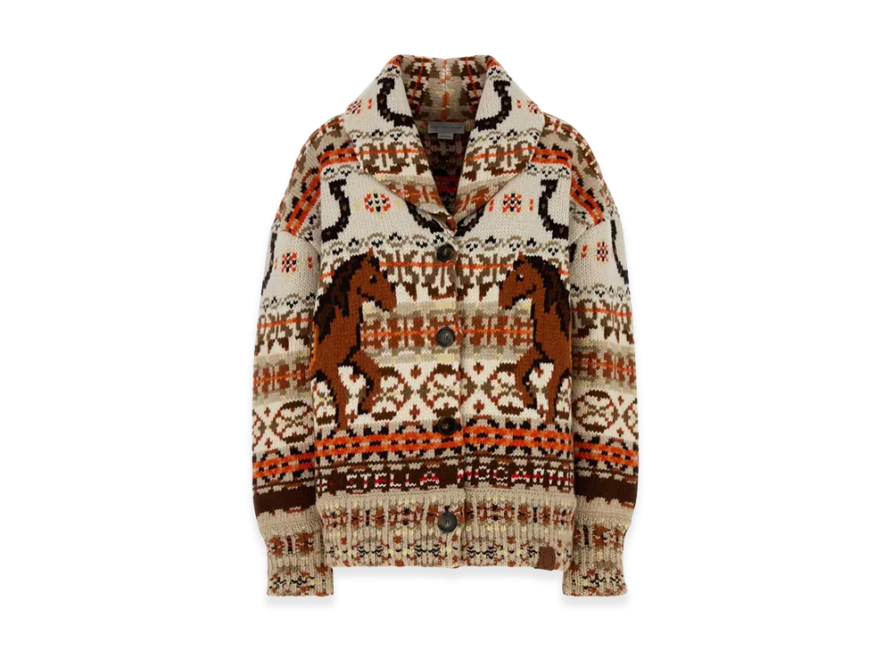 STELLA McCARTNEY Women's Embroidered Wool Fair Isle Oversize Cardigan "Multicolor"
