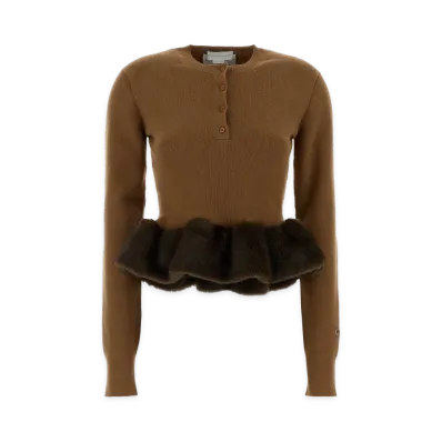 STELLA McCARTNEY Women's Biscuit Wool Blend Sweater "Brown"