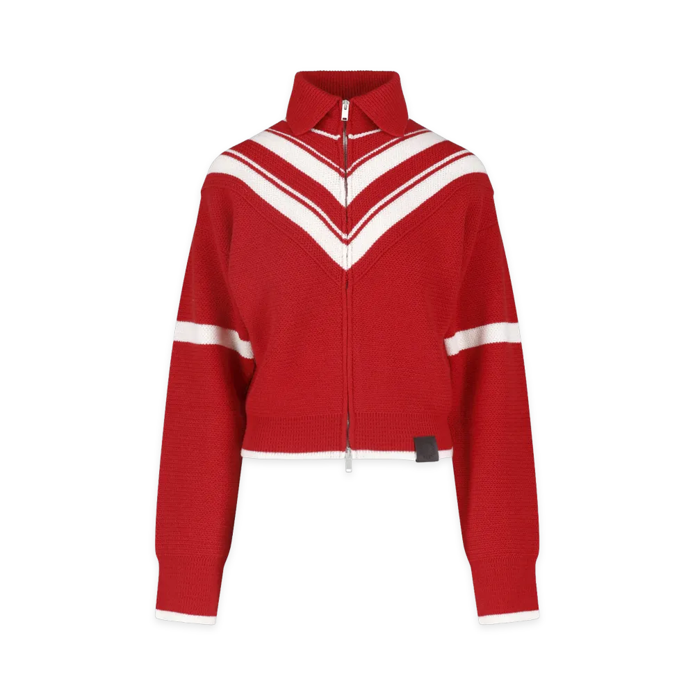 STELLA McCARTNEY Women's Sporty 80's Wool Knit Zip Jacket "Red"