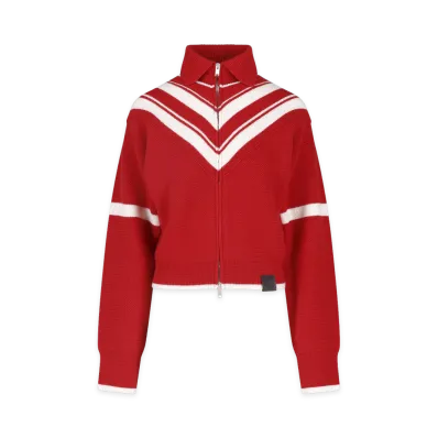 STELLA McCARTNEY Women's Sporty 80's Wool Knit Zip Jacket "Red"
