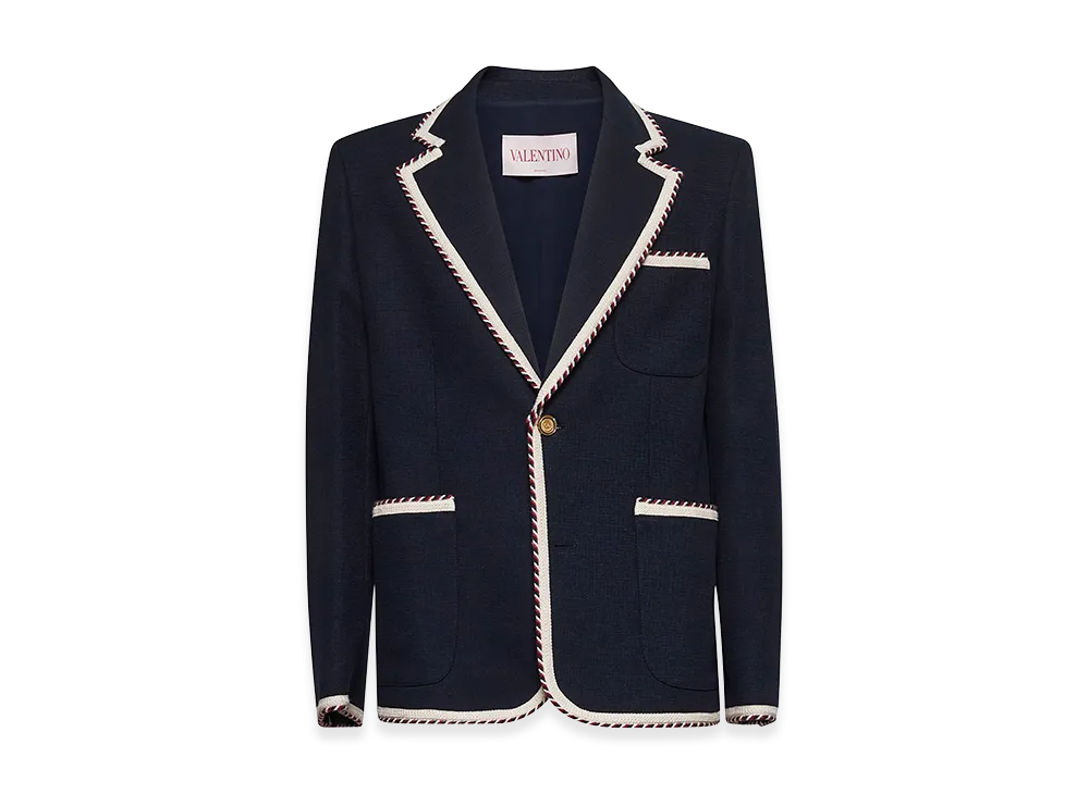 Valentino Single-Breasted Jacket In Cotton Jersey "Blue"