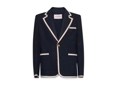 Valentino Single-Breasted Jacket In Cotton Jersey "Blue"