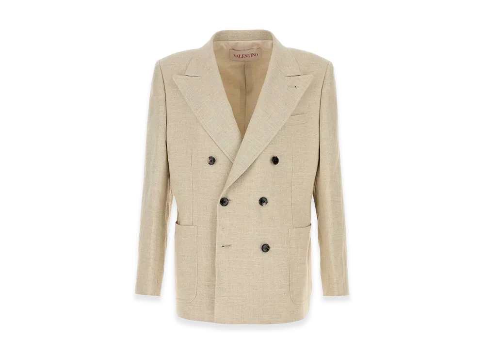 Valentino Linen Blend Blazer "Beige"