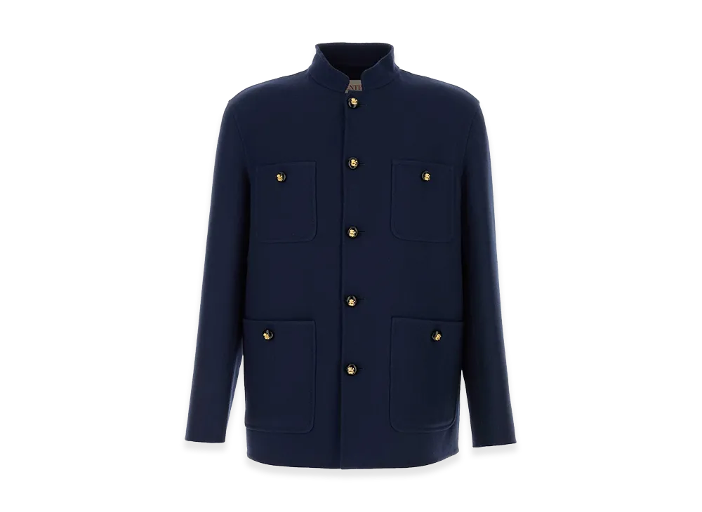 Valentino Wool Blend Jacket "Navy Blue"