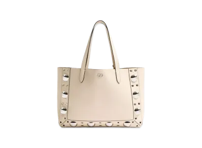 Valentino Women's Nellcte Medium Tote Bag In Grained Calfskin "White"