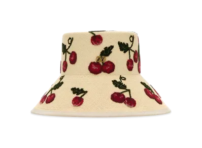 Valentino Women's Embroidered Straw Cherryfic Hat "Printed"