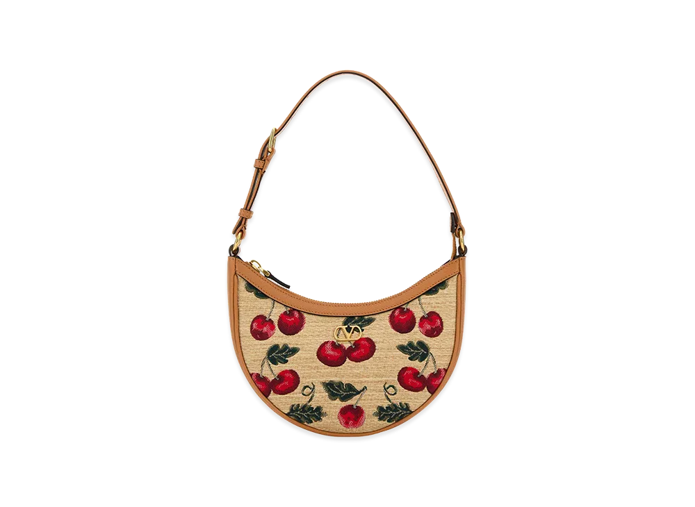 Valentino Women's Embroidered Raffia Mini Vlogo Signature Shoulder Bag "Printed"