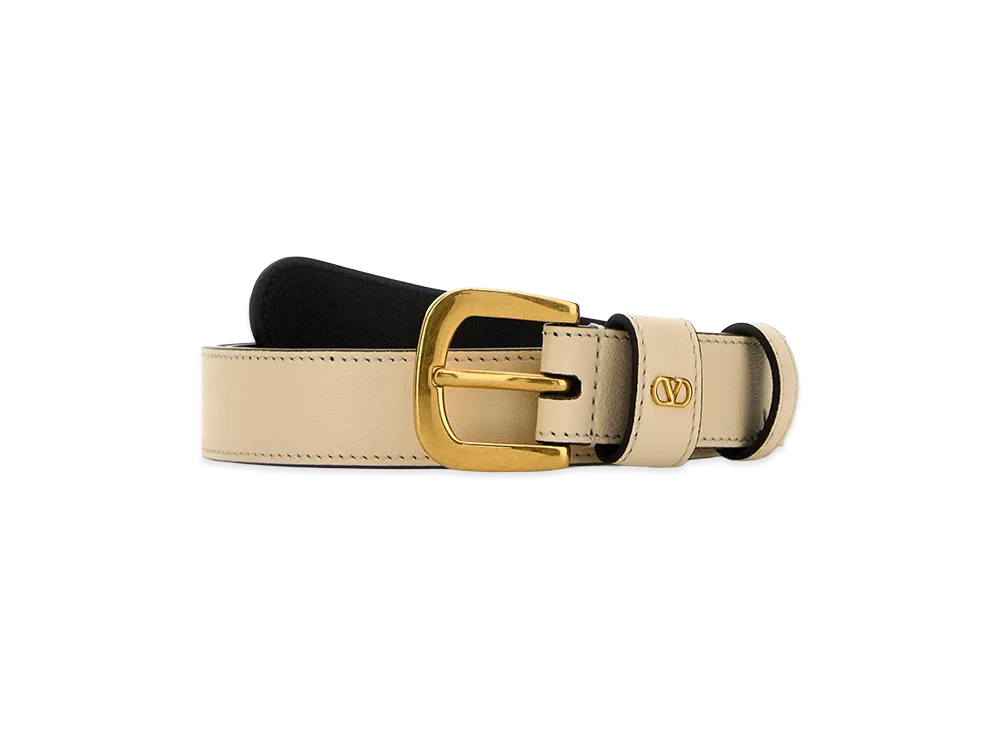 Valentino Women's Leather Belt "Ivory/White"