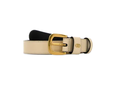 Valentino Women's Leather Belt "Ivory/White"