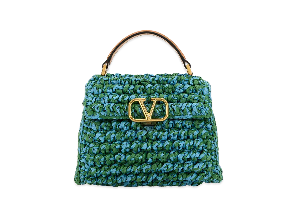 Valentino Women's Two-Tone Raffia Vsling Handbag "Multicolor"