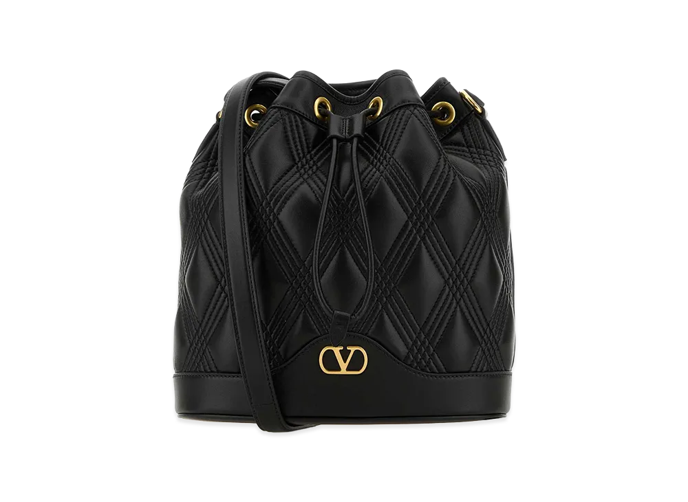 Valentino Women's Nappa Leather Quiltie Bucket Bag "Black"