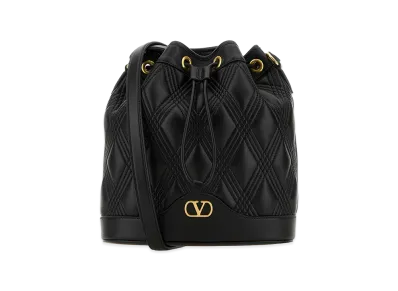 Valentino Women's Nappa Leather Quiltie Bucket Bag "Black"