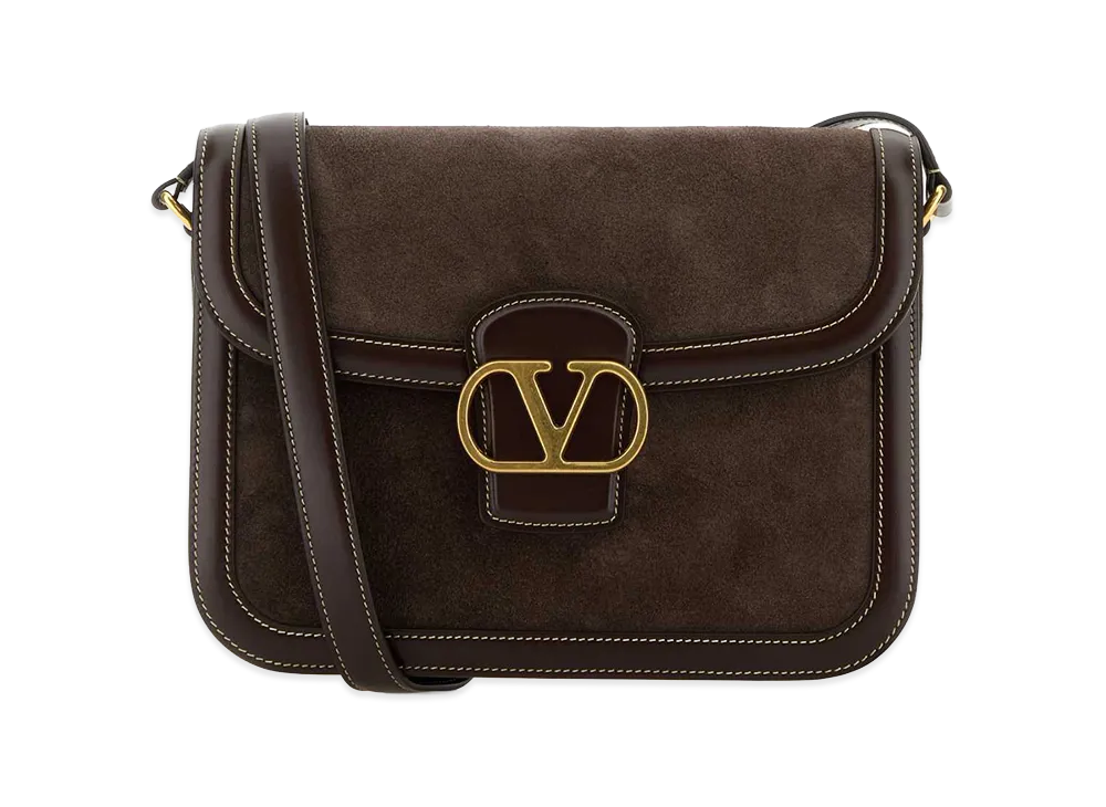 Valentino Women's Suede And Leather 9to5 Shoulder Bag "Brown"