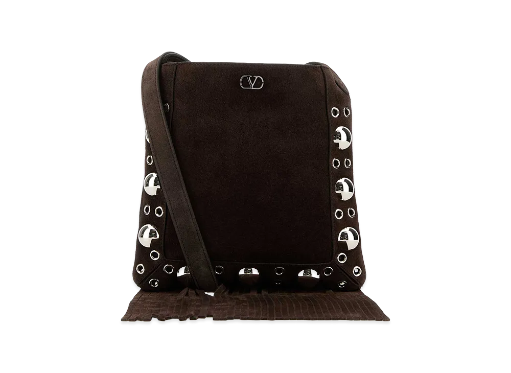 Valentino Women's Suede Small Nellcote Crossbody Bag "Brown"