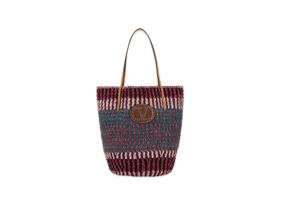 Valentino Women's Raffia Vlogo Shopping Bag "Multicolor"