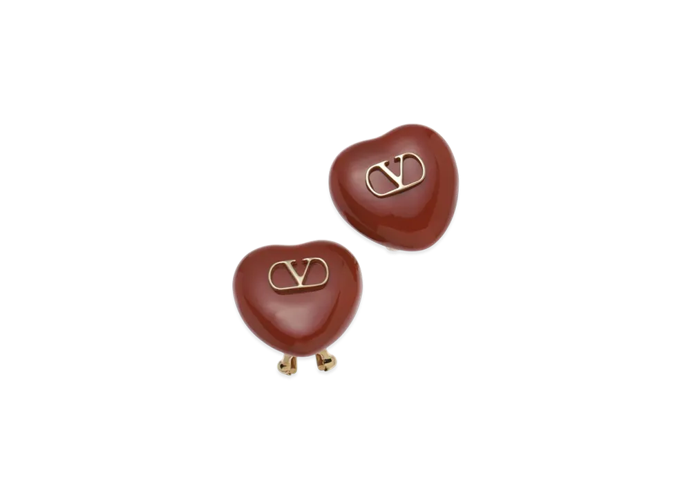 Valentino Coeur Royal Heart Earrings "Gold/Red"