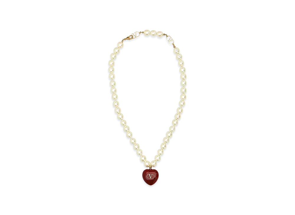 Valentino Women's Pearls Coeur Royal Necklace "Ivory/White"