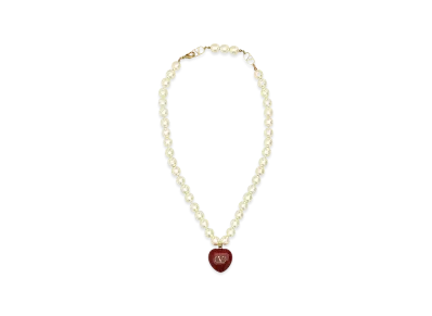 Valentino Women's Pearls Coeur Royal Necklace "Ivory/White"