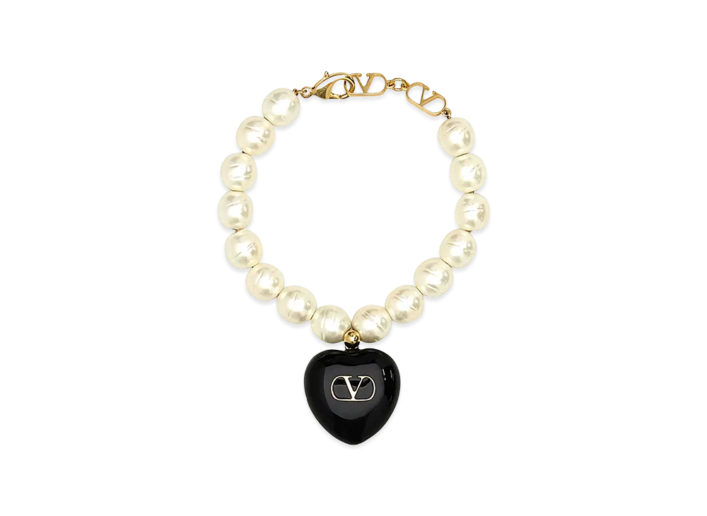 Valentino Women's Pearls Coeur Royal Bracelet "Ivory/White"