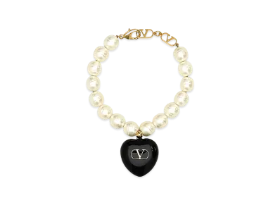 Valentino Women's Pearls Coeur Royal Bracelet "Ivory/White"