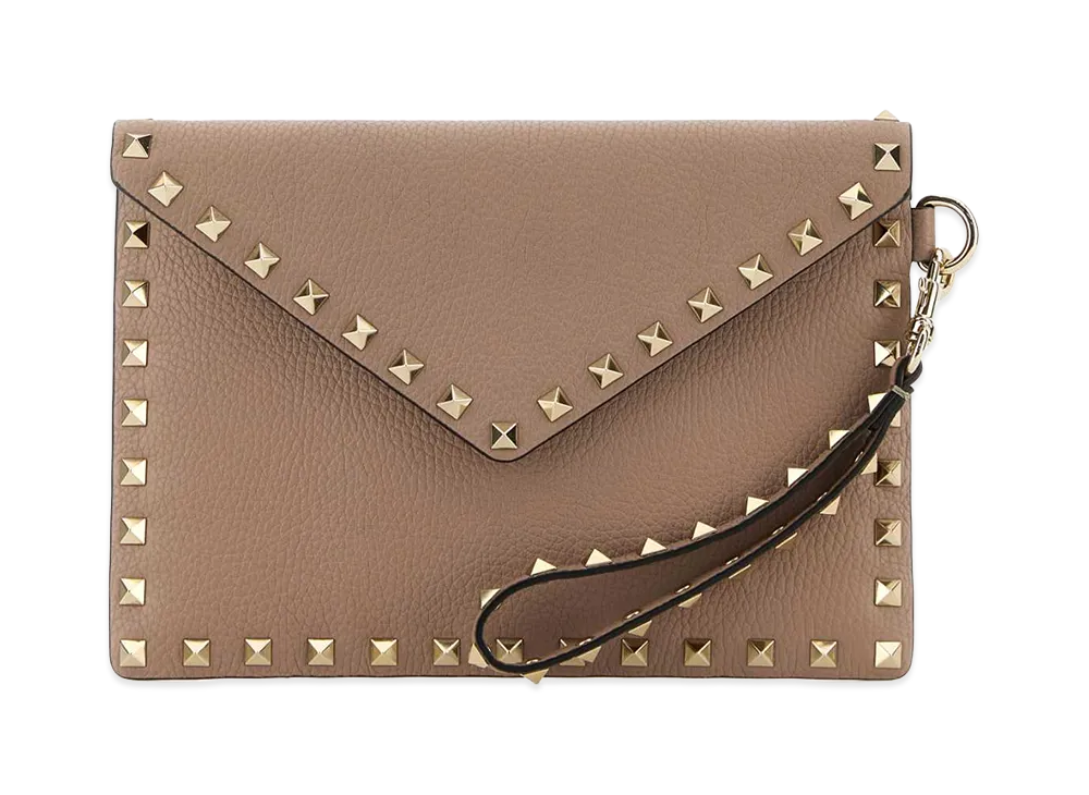 Valentino Women's Leather Rockstud Clutch "Antiqued Pink"