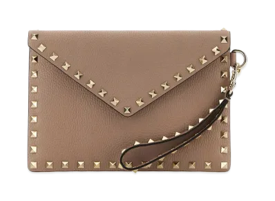 Valentino Women's Leather Rockstud Clutch "Antiqued Pink"