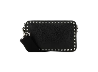 Valentino Leather Rockstud Crossbody Bag "Black"