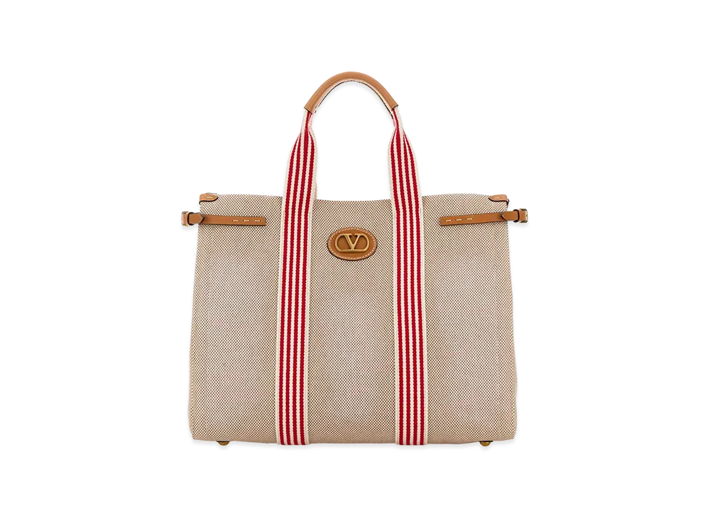 Valentino Two-Tone Canvas Antibes Shopping Bag "Multicolor"