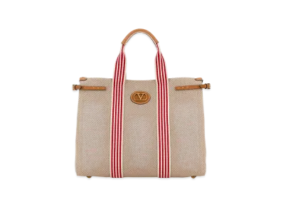 Valentino Two-Tone Canvas Antibes Shopping Bag "Multicolor"