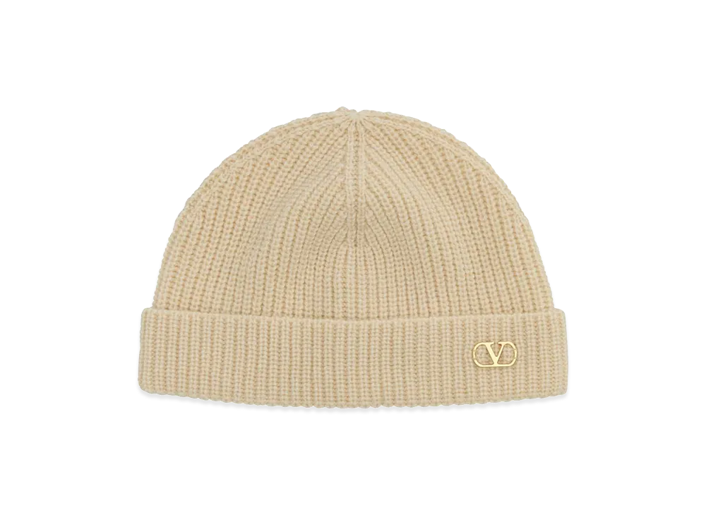 Valentino Cashmere Beanie Hat "Sand/Beige"