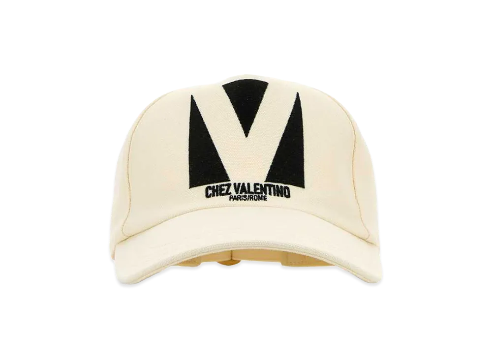 Valentino Cotton Baseball Cap "Ivory/White"